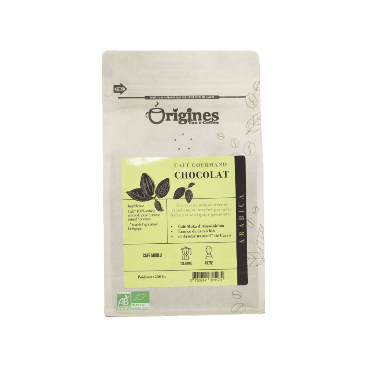 Café chocolade gastronomisch BIO - Gemalen 250g