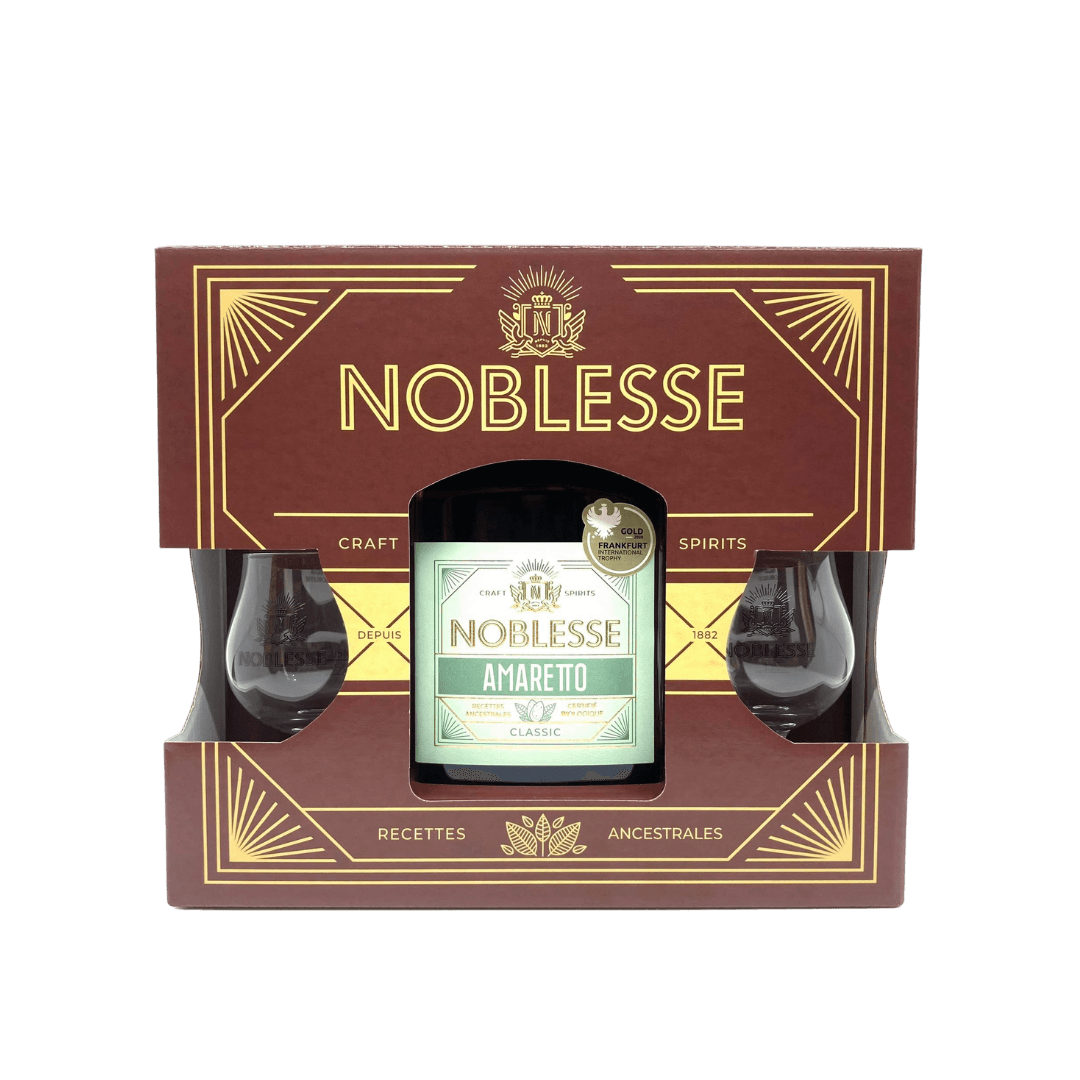 Biologische Amaretto doos + 2 glazen