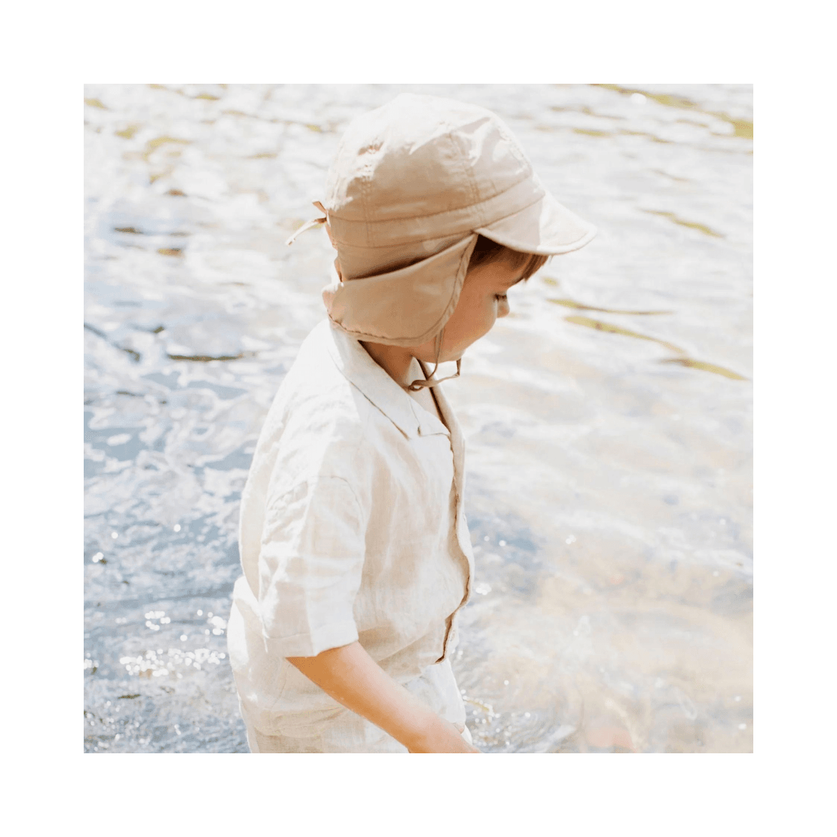 Anti UV Swim Hat- zwemhoed voor kinderen - Beige - 44/46