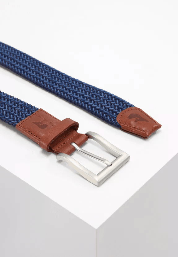 Ceinture tissée recyclée bleu marine et bleu clair Tommy 105cm
