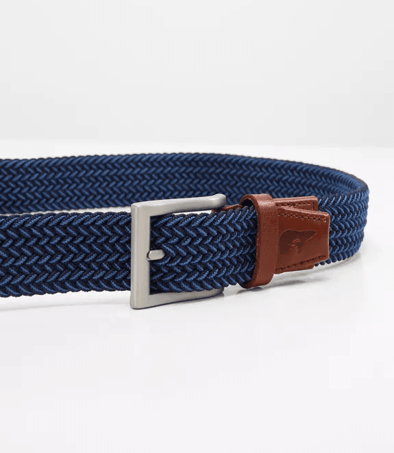Ceinture tissée recyclée bleu marine et bleu clair Tommy 105cm