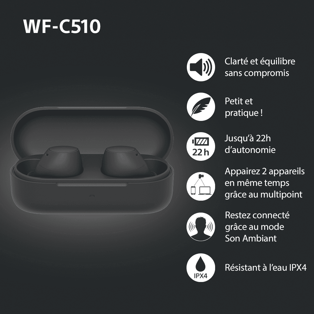 Hoofdtelefoon Bluetooth WFC510B - Zwart