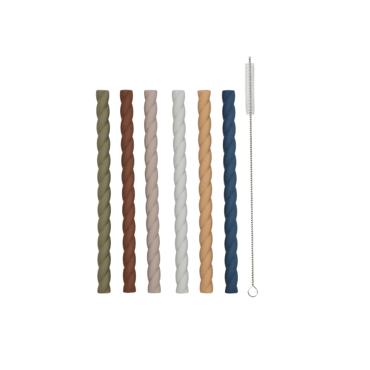 Siliconen rietjes  - Mellow Silicone Straw - 307 Caramel / Blue- Pack of 6