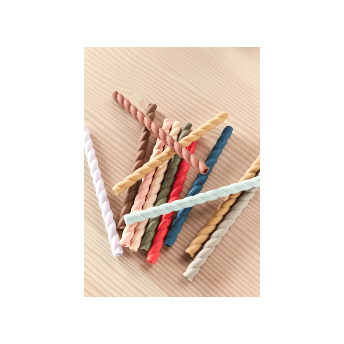 Siliconen rietjes  - Mellow Silicone Straw - 307 Caramel / Blue- Pack of 6