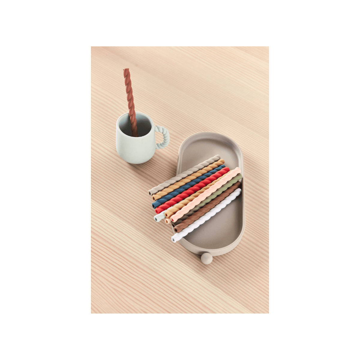 Siliconen rietjes  - Mellow Silicone Straw - 307 Caramel / Blue- Pack of 6