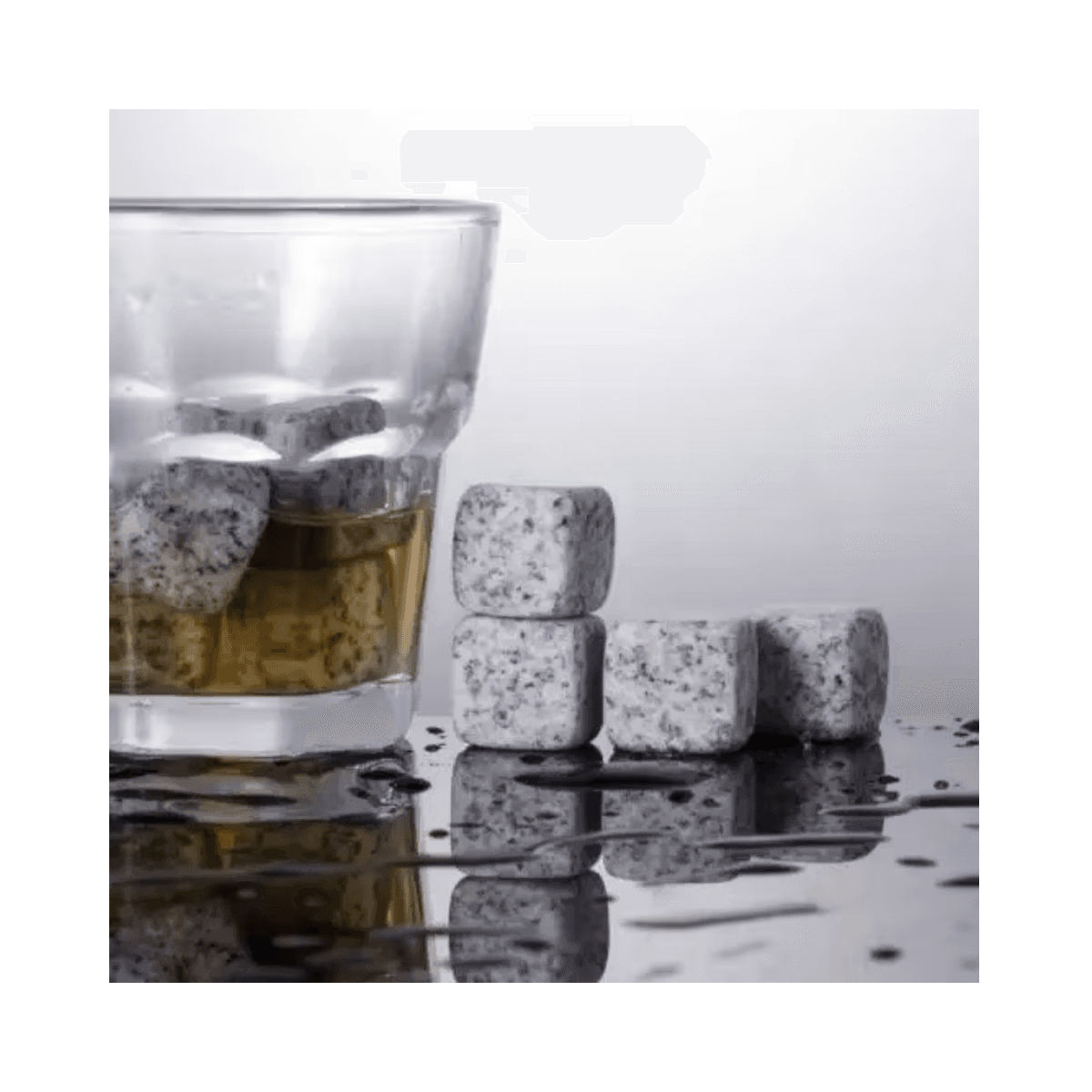 Set van 6 granieten ijsblokjes met zakje