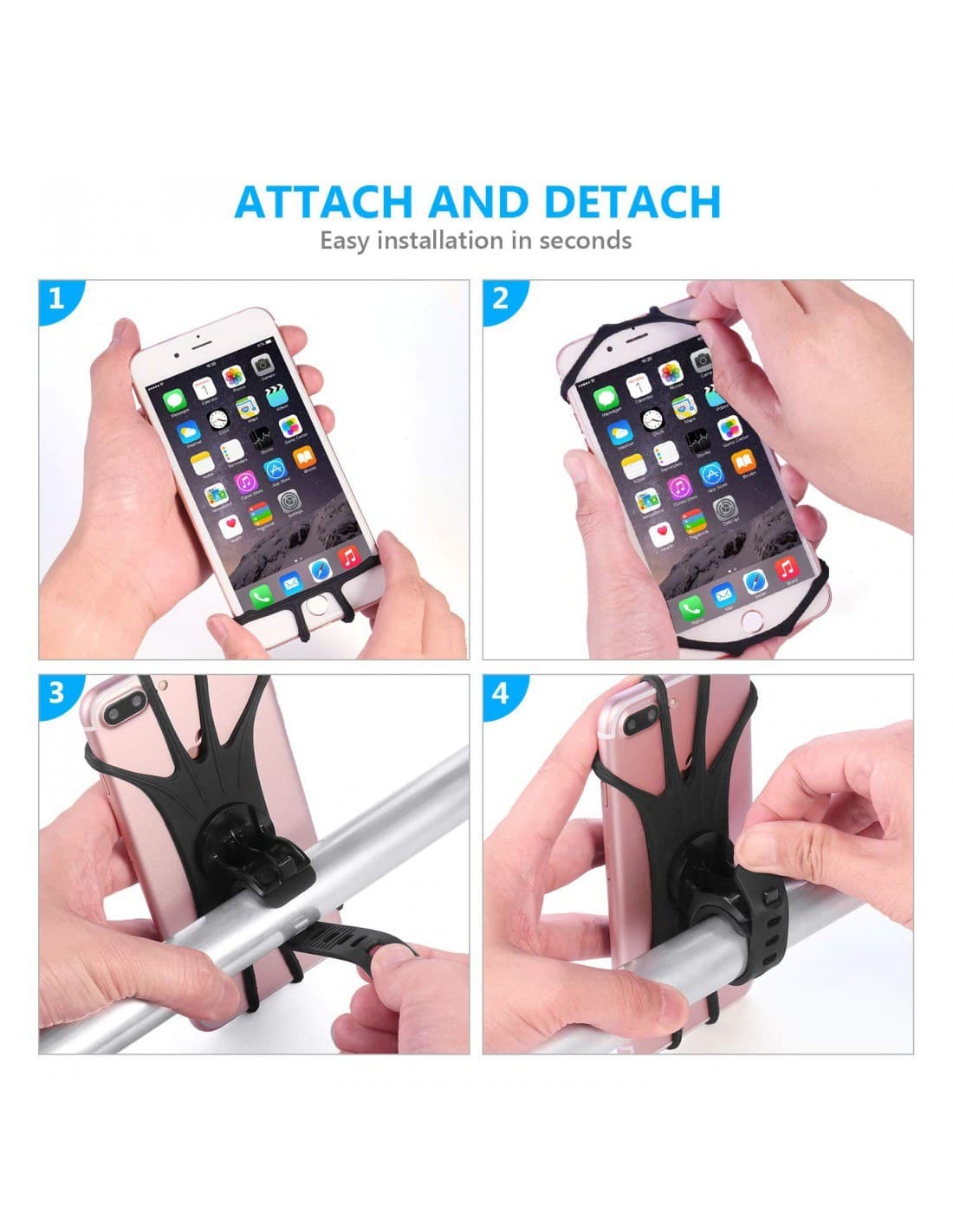 Support téléphone pour trottinette/vélo/moto - Rotatif à 360°