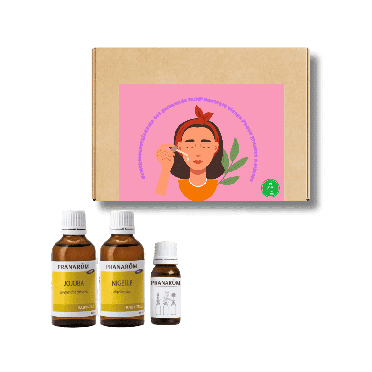 Pranarôm DIY geschenkverpakking - Synergie voor biologisch gezicht - Vette tot gemengde huid