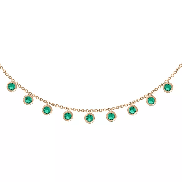 Collier ras du cou MADEMOISELLE en plaqué or 3 microns et Zircon Vert Émeraude