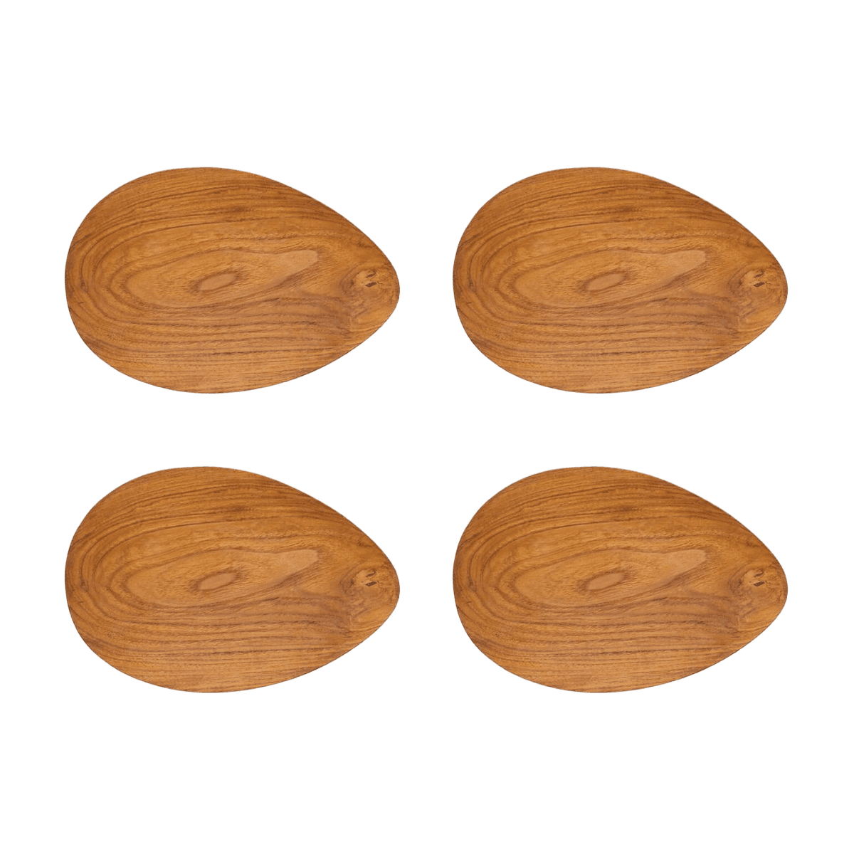 Teakhouten borden x4 - ORGANIC PLATE M