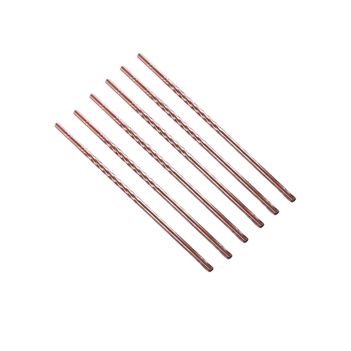 Set van 6 spiraalvormige rietjes - Koper