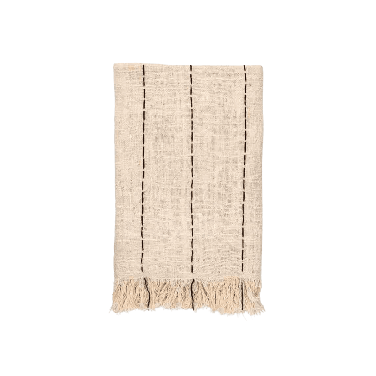 Gerafeld plaid - 125x200cm - Ecru en zwart - THROW WASTE COTTON - GRAPHIC BLACK