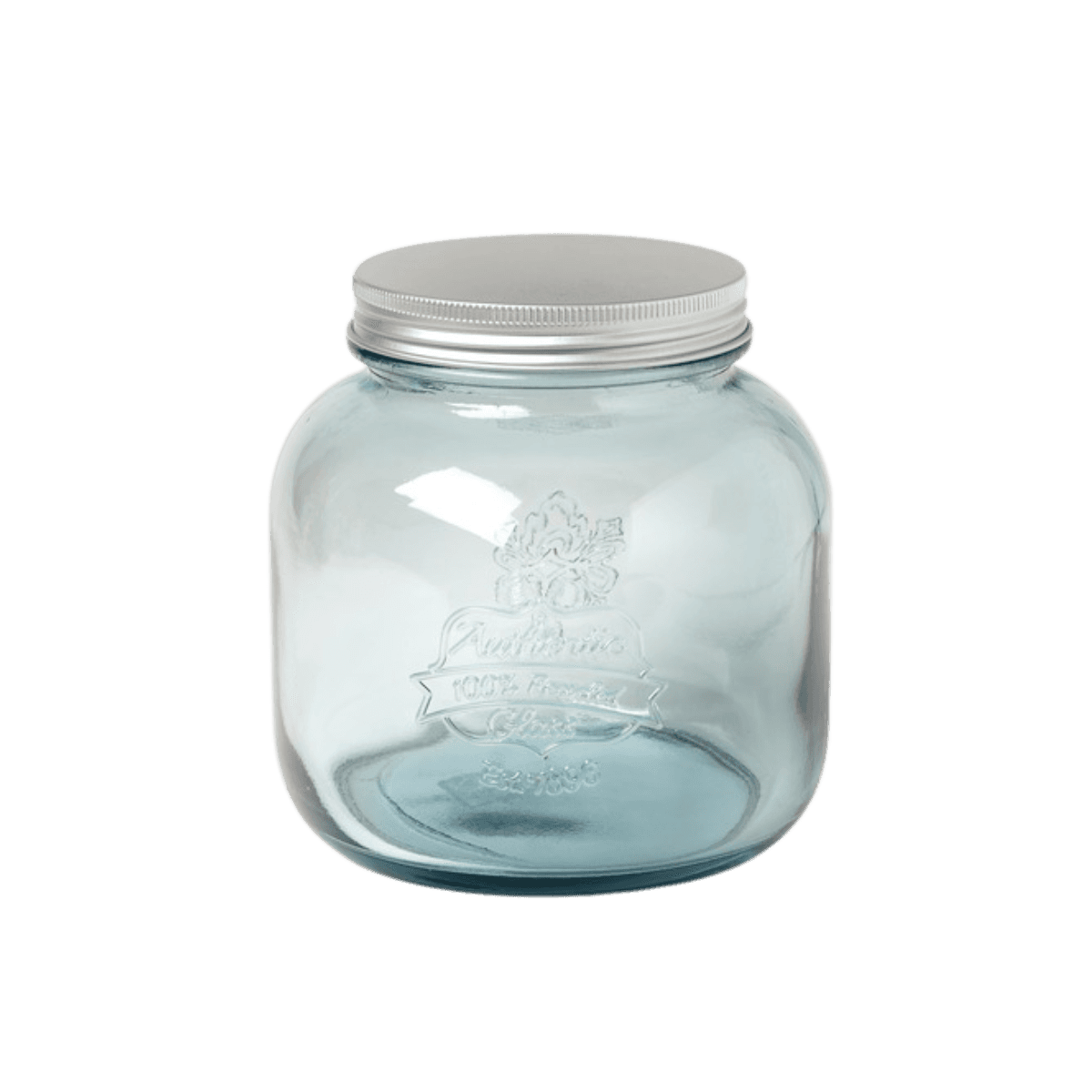 Bocal en verre recyclé 1L avec couvercle en alu