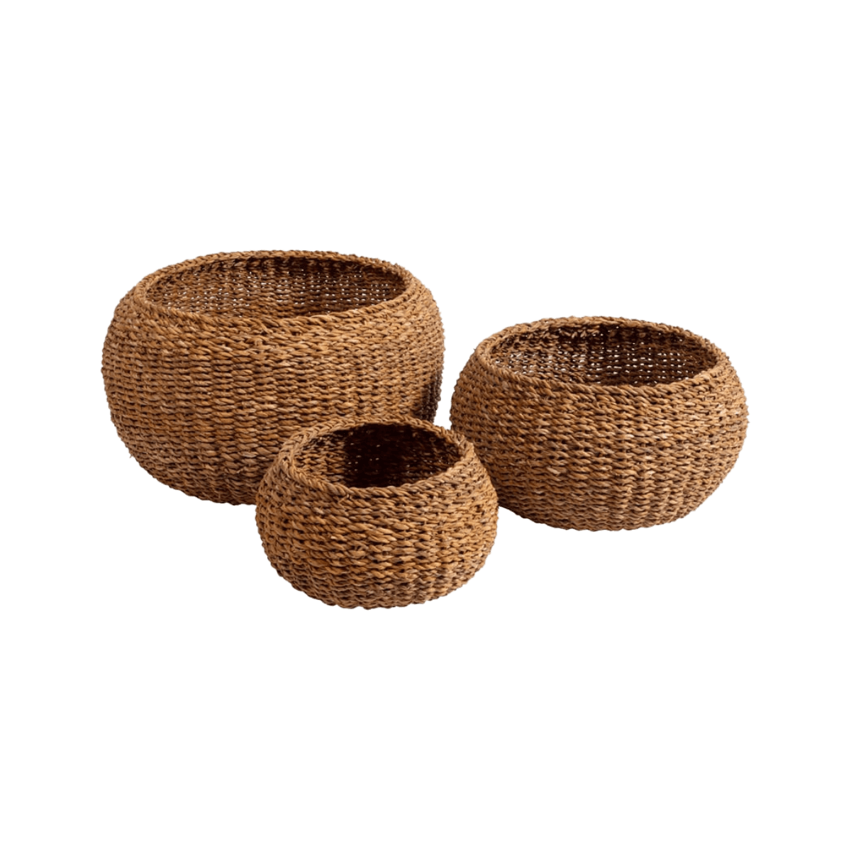 Set de 3 paniers en hogla - Brun foncé - ORGANIC SHAPE BASKET S/3