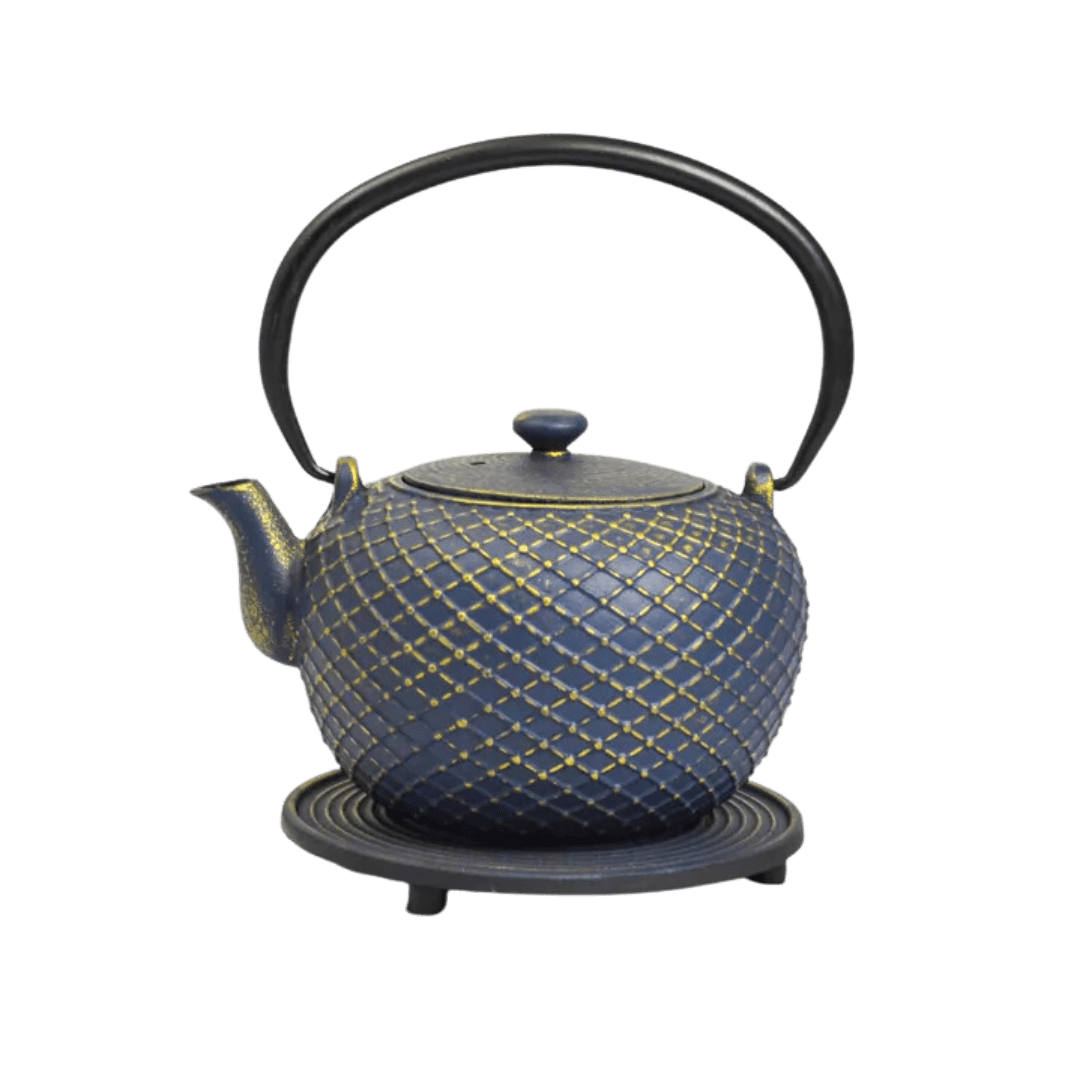 Théière en fonte Yoyo 0,9L - Or/Bleu